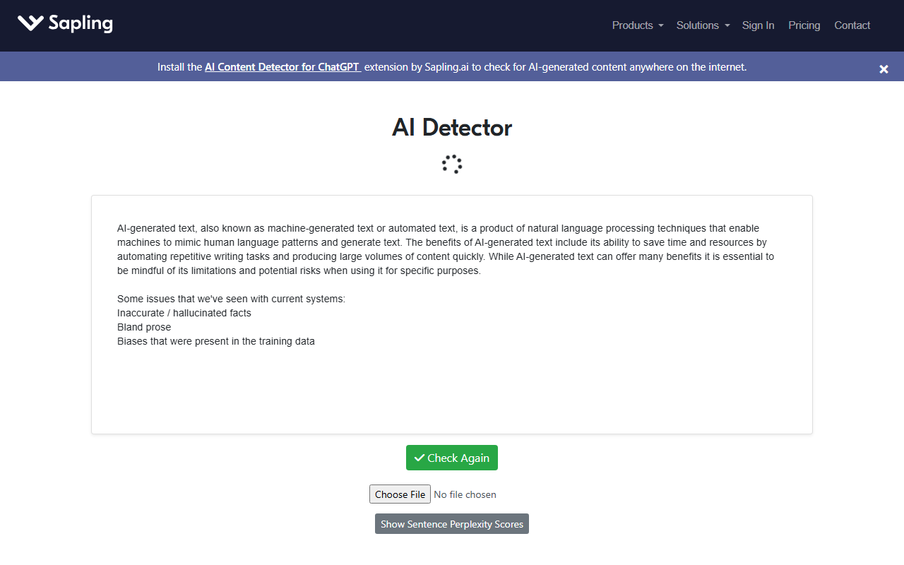Sapling AI Content Detector